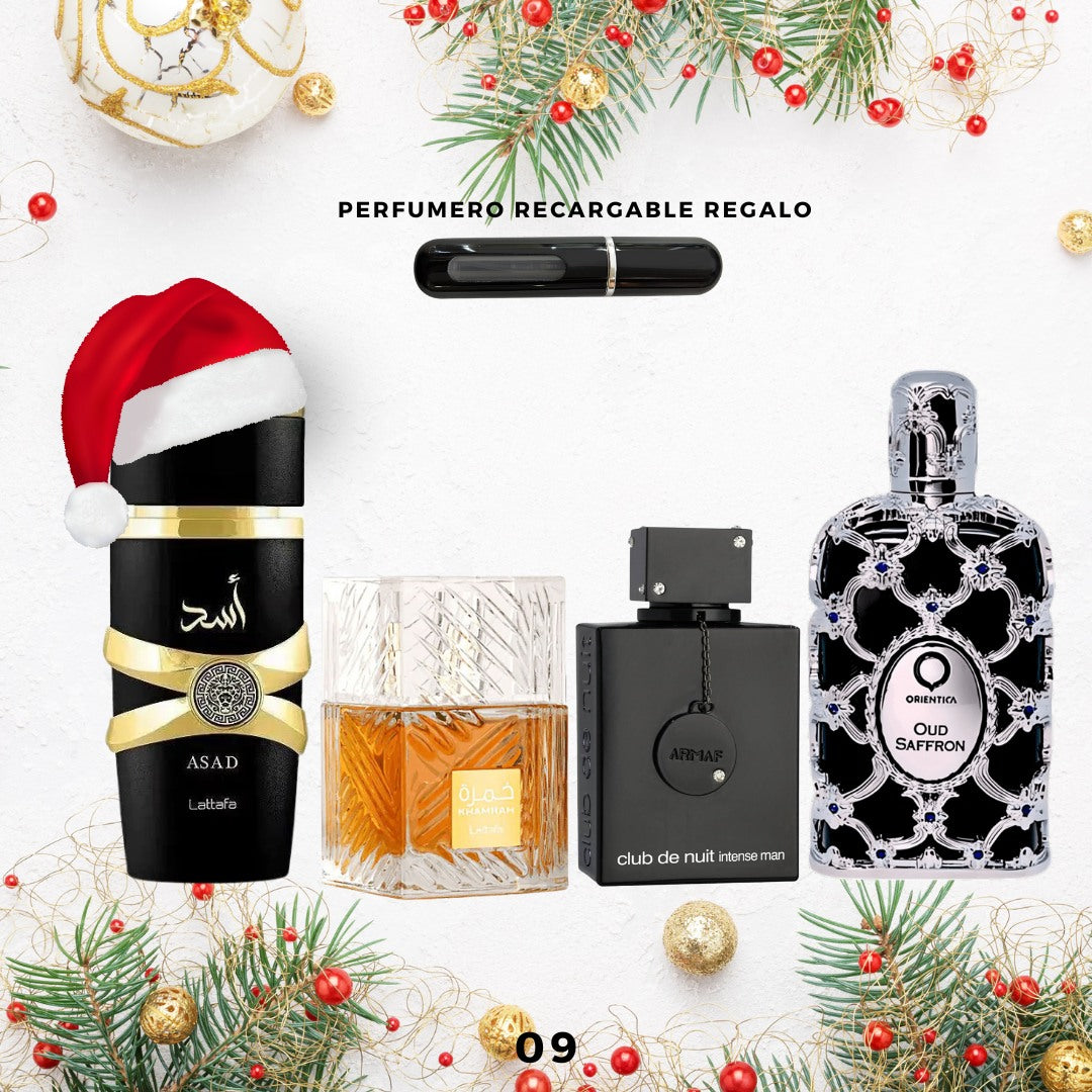 09 - 4 Perfumes + Perfumero de regalo