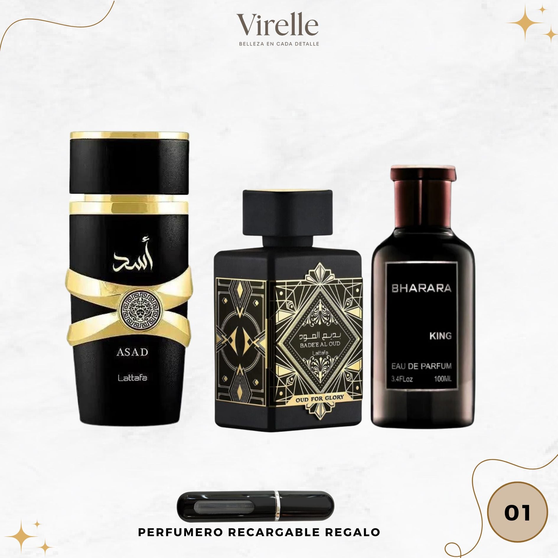 01 - 3 Perfumes + Perfumero de regalo