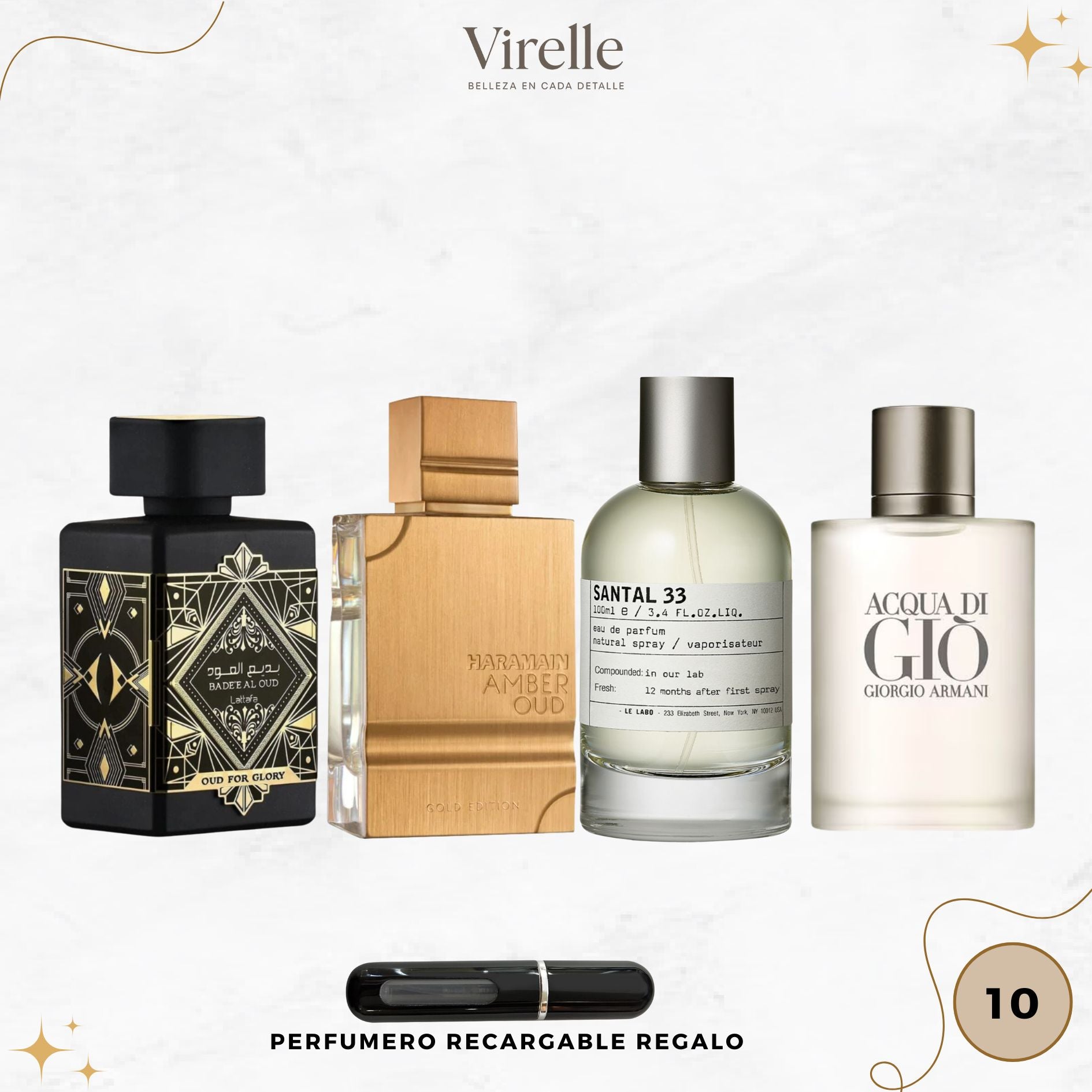 10 - 4 Perfumes + Perfumero de regalo