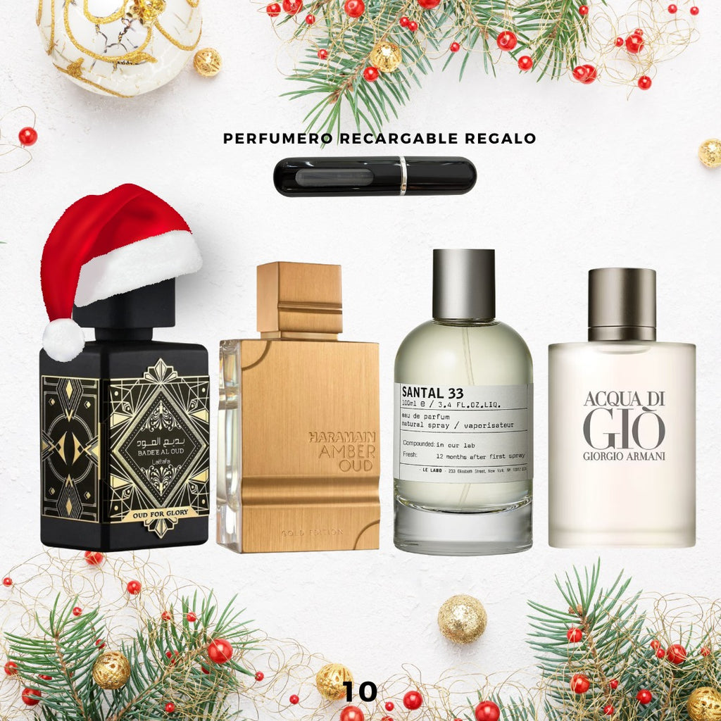 10 - 4 Perfumes + Perfumero de regalo