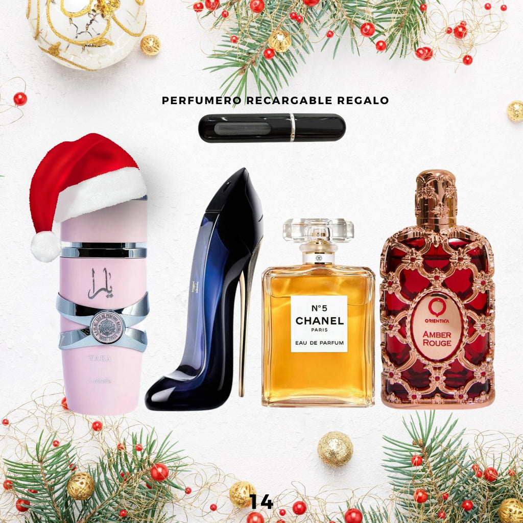 14 - 4 Perfumes + Perfumero de regalo