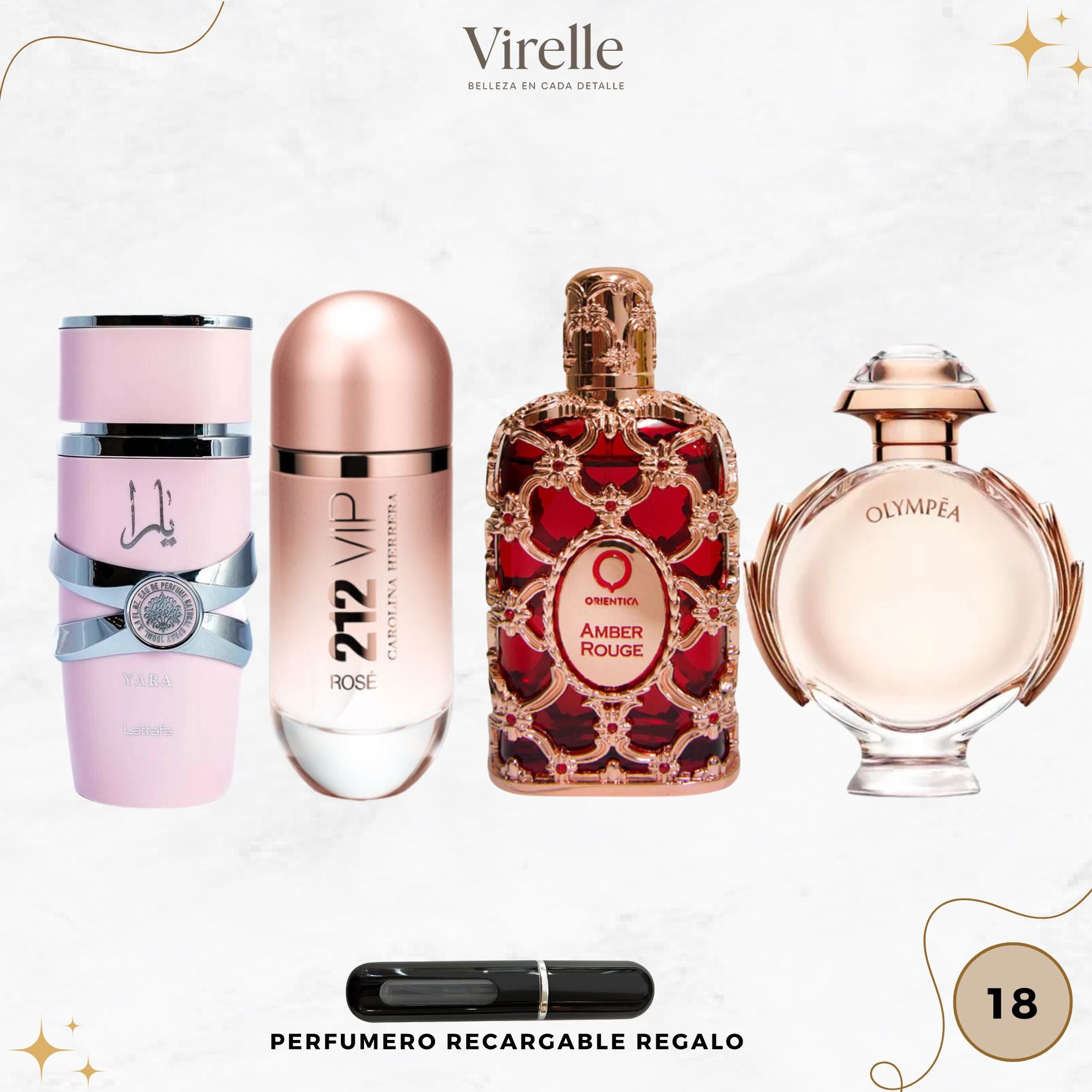 18 - 4 Perfumes + Perfumero de regalo
