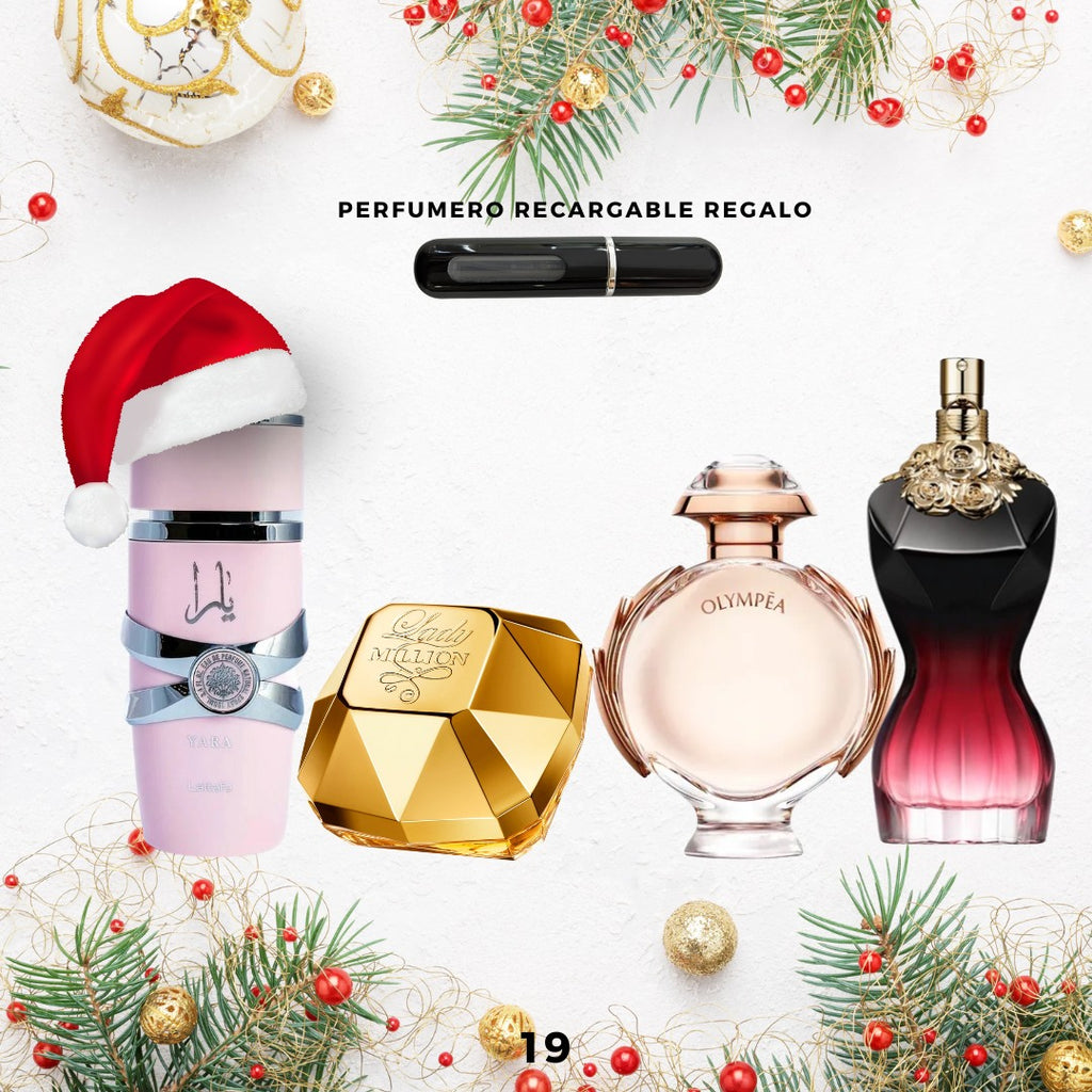 19 - 4 Perfumes + Perfumero de regalo