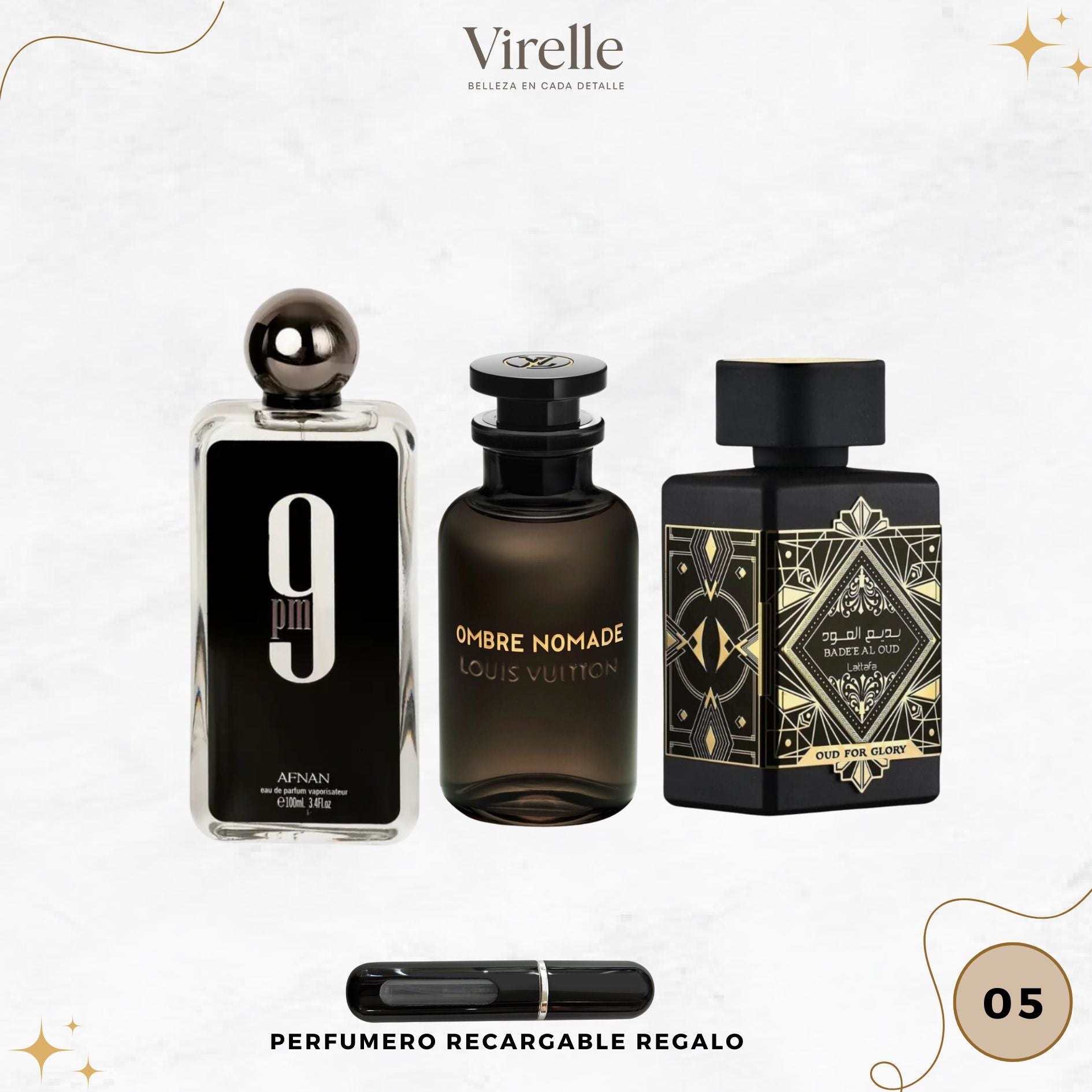 05 - 3 Perfumes + Perfumero de regalo