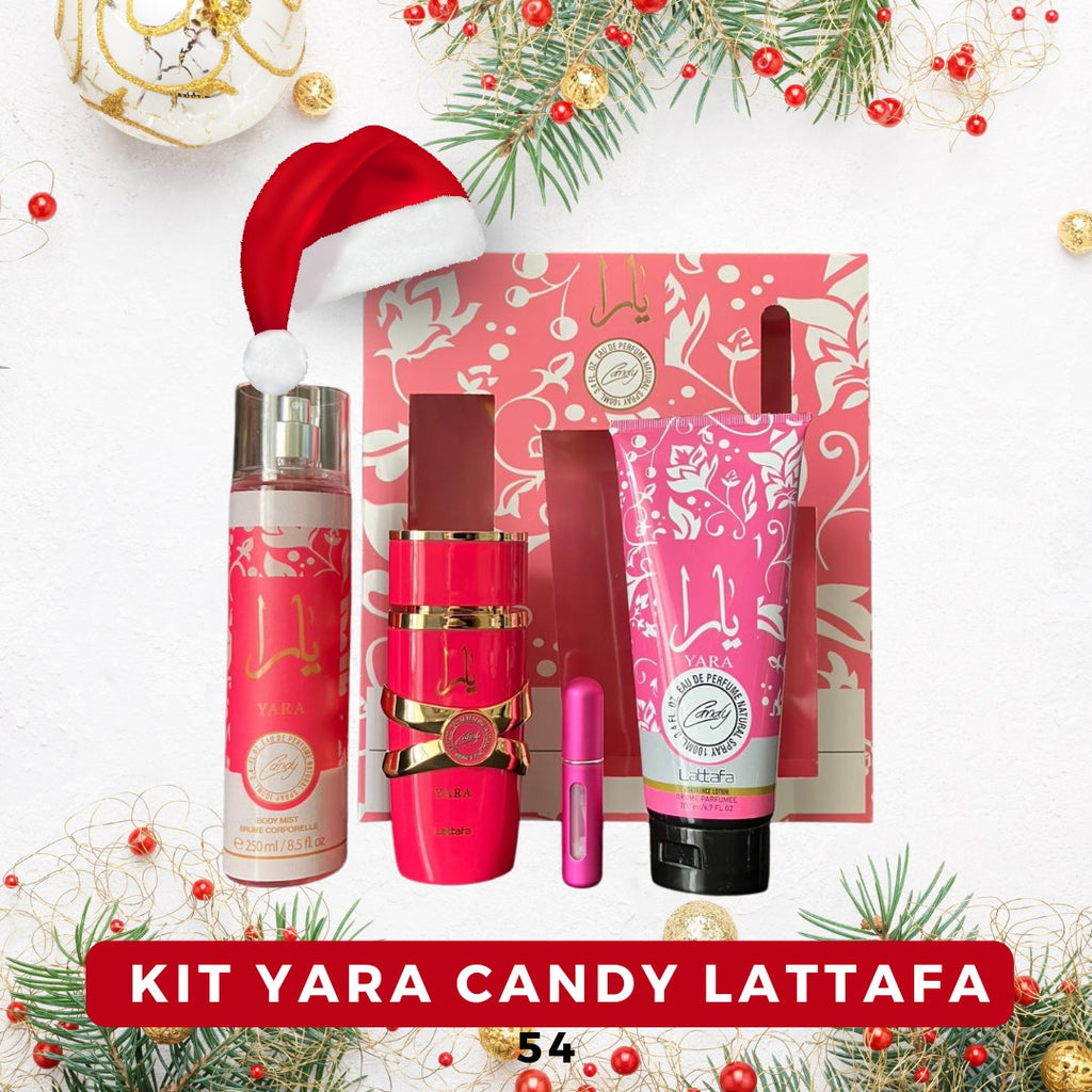 54 - ESTUCHE YARA CANDY (Perfume + crema + spray + Perfumero de regalo)