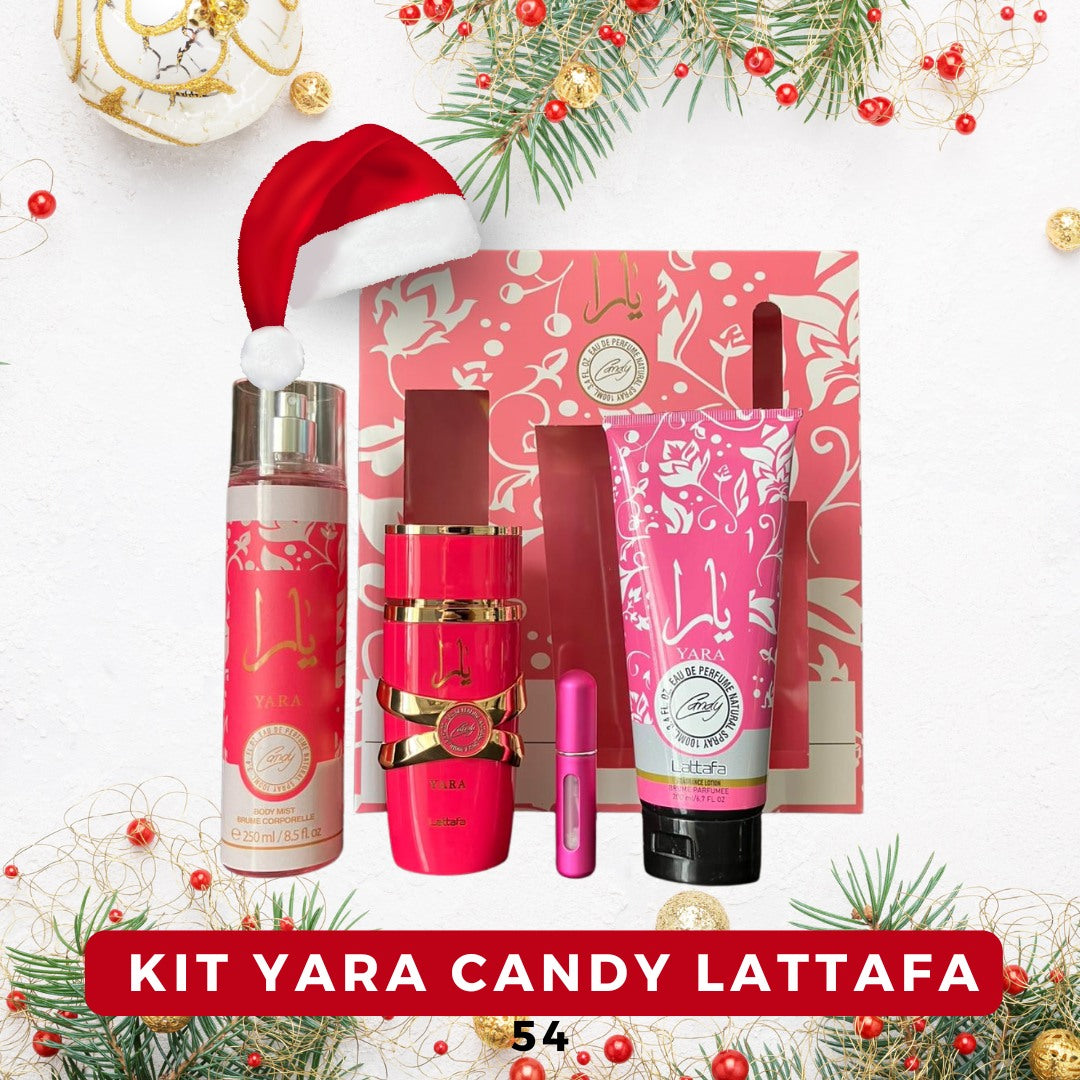 54 - ESTUCHE YARA CANDY (Perfume + crema + spray + Perfumero de regalo)