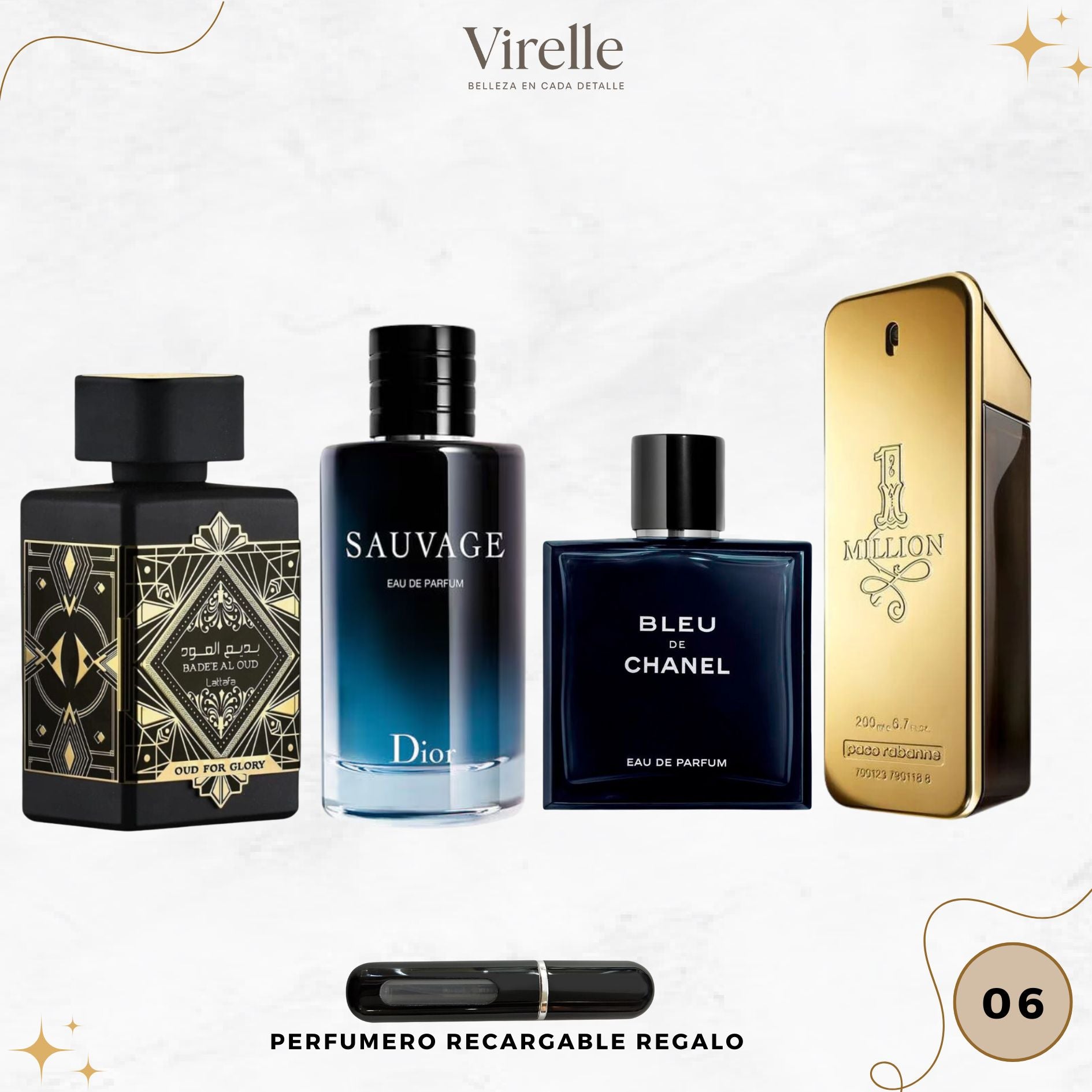 06 - 4 Perfumes + Perfumero de regalo
