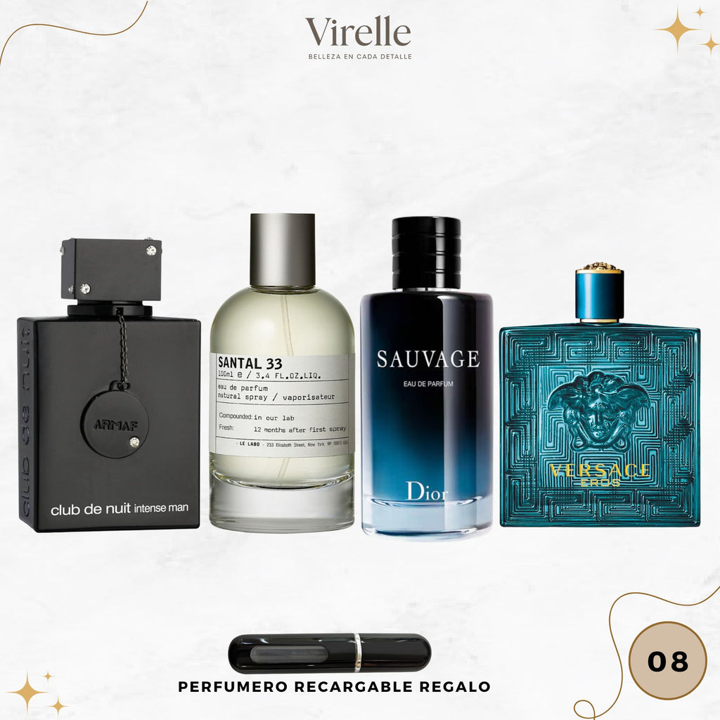 08 - 4 Perfumes + Perfumero de regalo