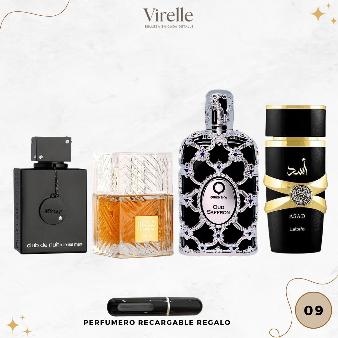 09 - 4 Perfumes + Perfumero de regalo