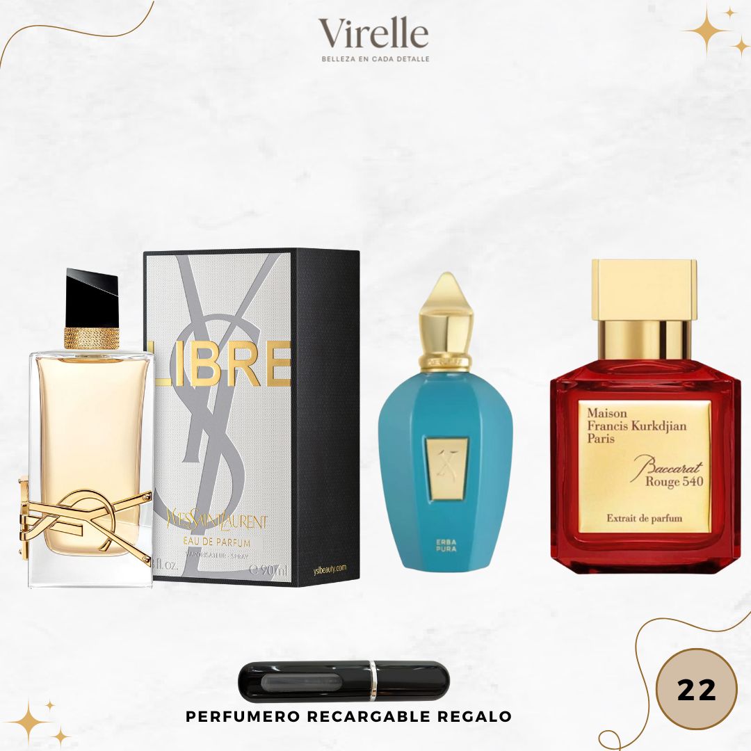 22 - 3 Perfumes + Perfumero de regalo