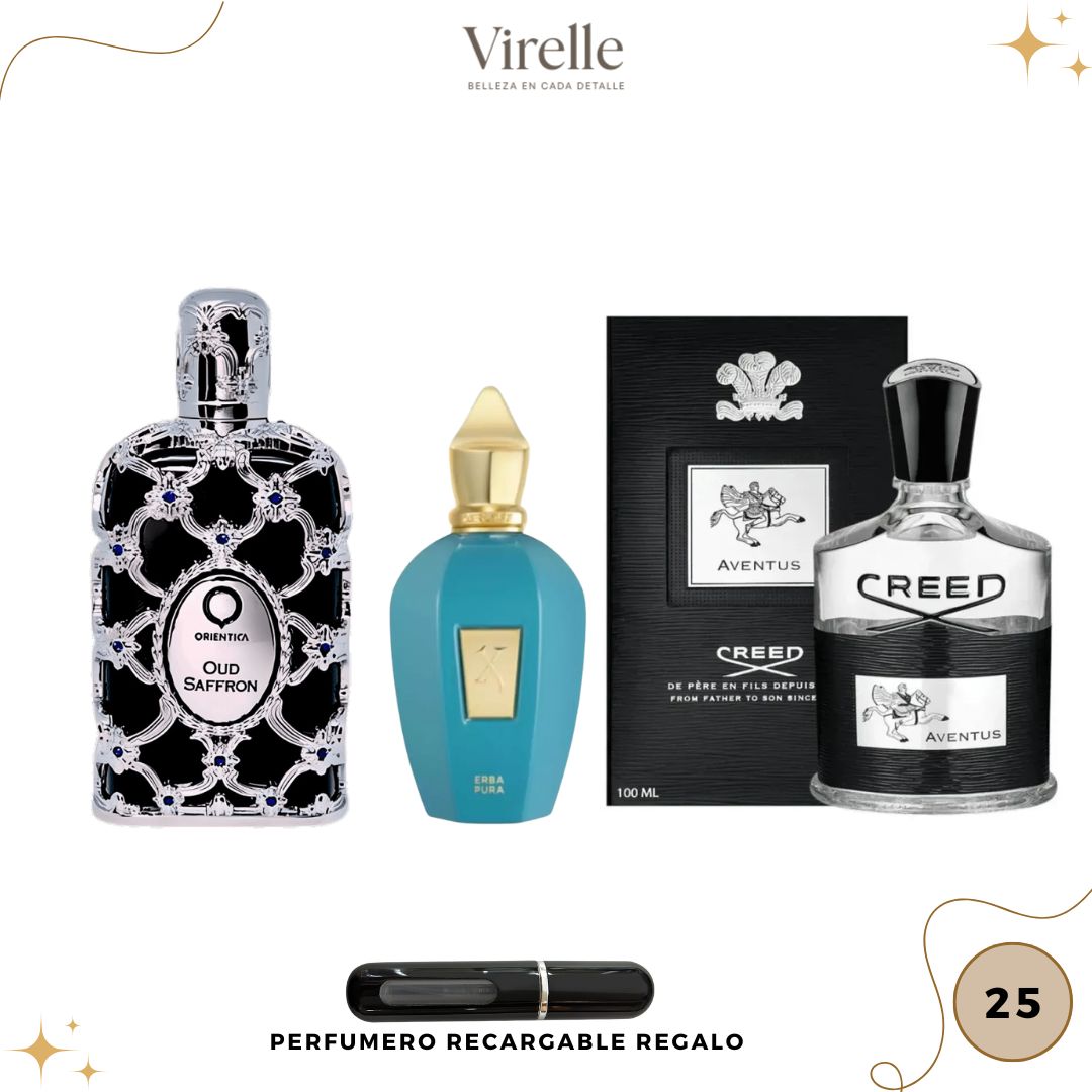 25 - 3 Perfumes + Perfumero de regalo