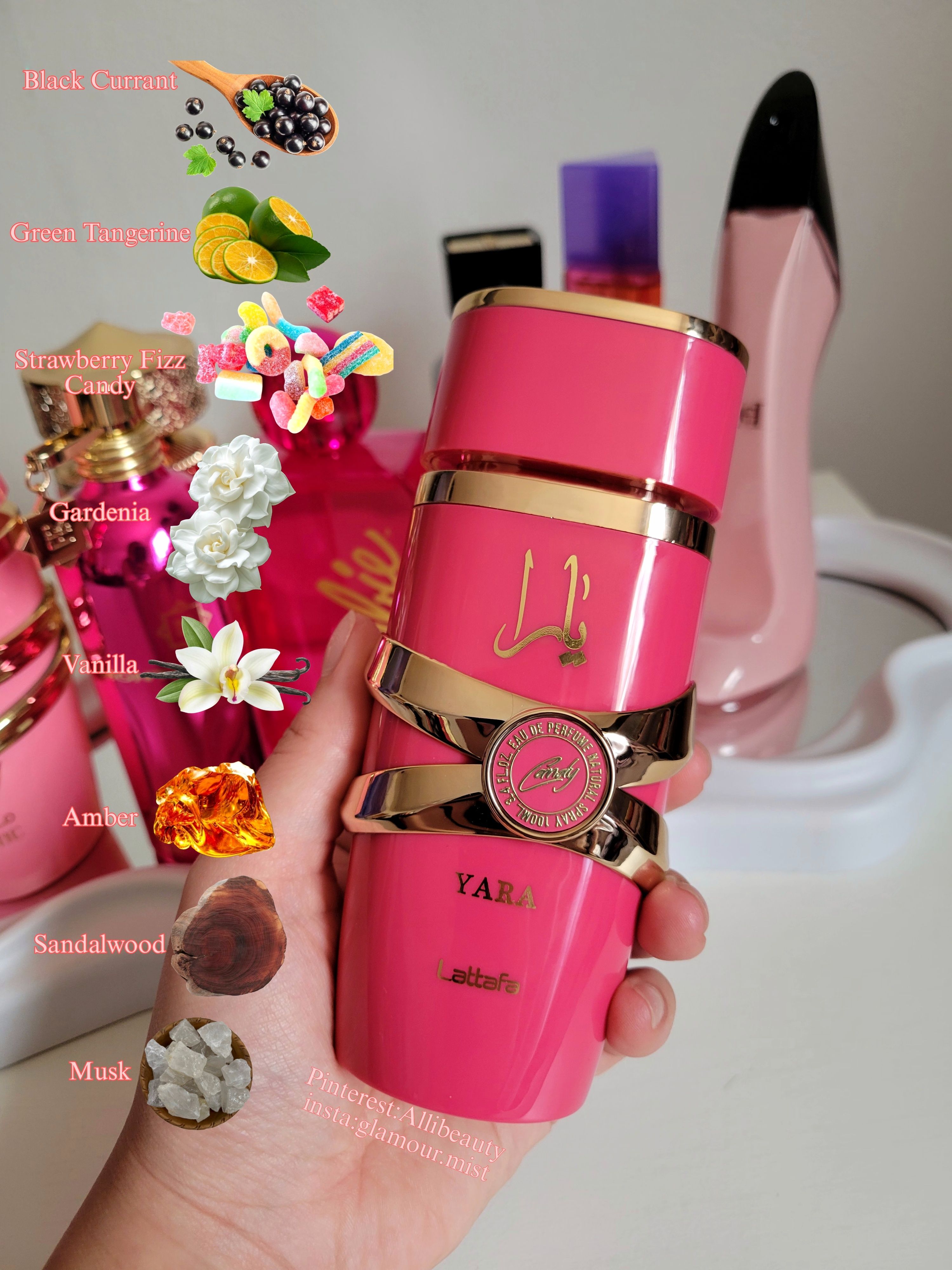 ESTUCHE YARA CANDY (Perfume + crema + spray + Perfumero de regalo)