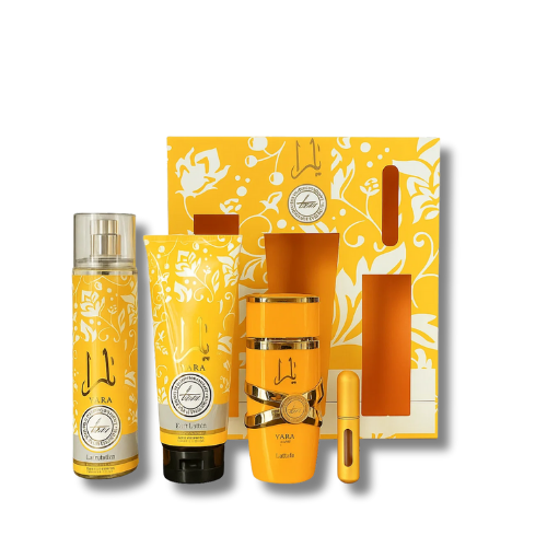 ESTUCHE YARA TOUSH (Perfume + crema + spray + Perfumero de regalo)