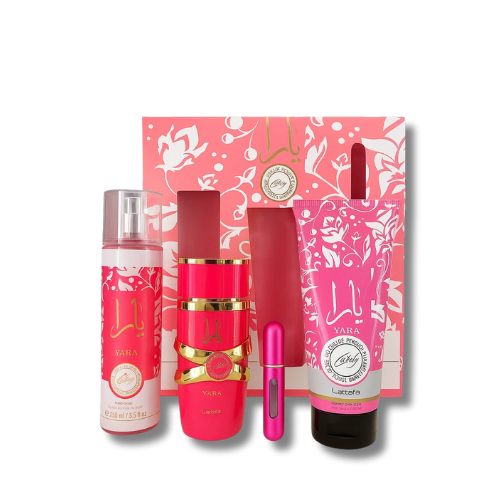 ESTUCHE YARA CANDY (Perfume + crema + spray + Perfumero de regalo)